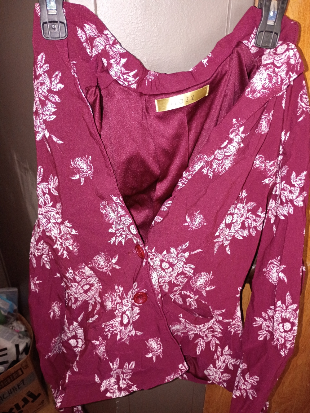 Men's Burgundy Floral Button-Front Shirt Jacket